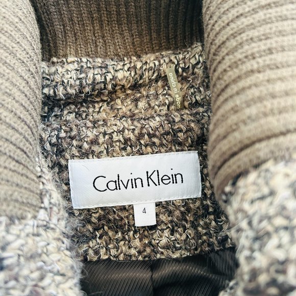 Calvin Klein Long Tweed Peacoat with Sweater Neck (size 4) - Picture 5 of 16